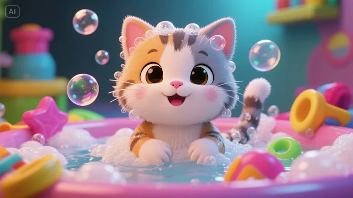 Video 10594171: cat baby bathing, meow