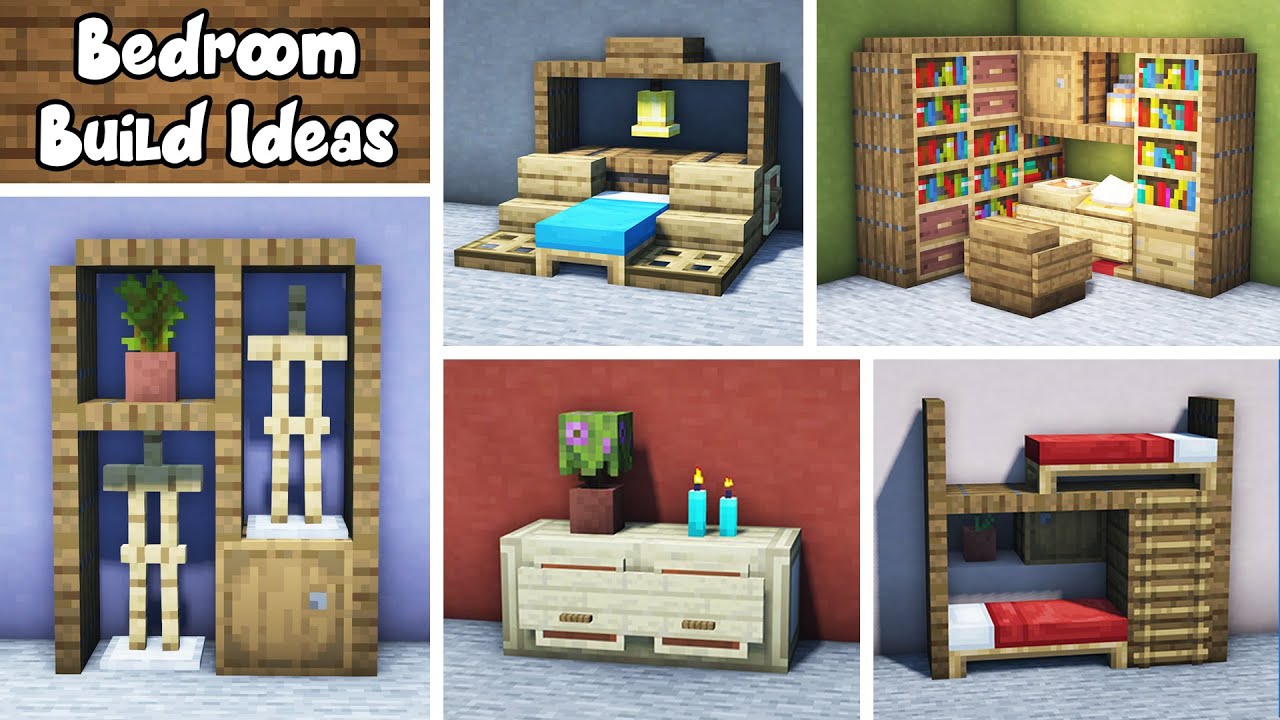 Minecraft - 5 Simple Bedroom Decorations! (How to Build) - YouTube