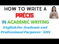 how to write a Precis in academic writing| English for Academic and Professional Purposes