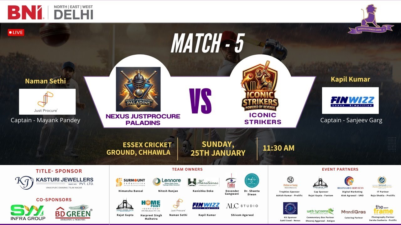BPL6 | NEXUS JUSTPROCURE PALADINS VS ICONIC STRIKERS  | MATCH - 5