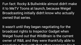 Rocky And Bullwinkle was almost not picked up by MeTV Toons.