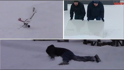 Ice Cold day - FunCub Maiden Crash - Snowplowing with a whiteboard - Old RC Boys - Snow Bathing