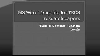 Dissertation Template TOC Custom Levels