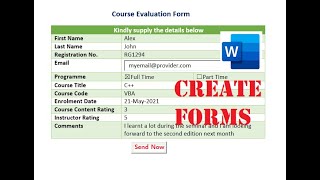 How to create forms in Microsoft Word with check boxes and drop down list  + Automatic Send Button