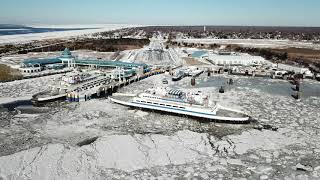 Frozen Cape May Canal & Cape May - Lewes Ferry Ice Breaking during January 2018 Deep Freeze