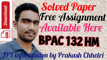 #IGNOU_ASSIGNMENT #2019-2020 #BPAC_132 HM Solve assignment available / BPAC 132 hm assignment in pdf