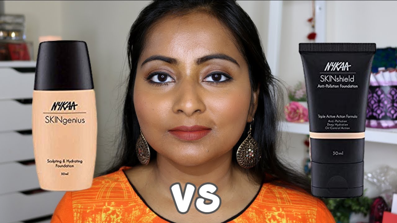 Nykaa SkinShield vs Nykaa SkinGenius Foundation | Review, Demo, Comparison | Tan, Deep Skin
