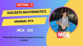 Day 5 |  IGNOU MCA 1st Sem (MCS-212) | Discrete Mathematics | Minimal DFA | Solved Examples