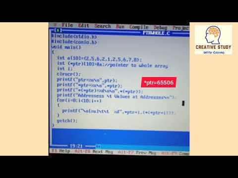 Pointer to Whole Array in C,Example,Demo #divyagoel