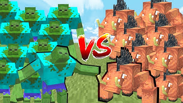 50 MUTANT ZOMBIE vs 50 MUTANT HOGLIN in Minecraft Mob Battle