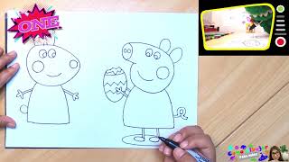Como dibujar Peppa Pig para niños y inglés con Dani mi marioneta favorita | Paso a paso | Fácil screenshot 5