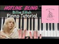 Hotline Bling by Billie Eilish - Easy Piano Tutorial (Full Song)