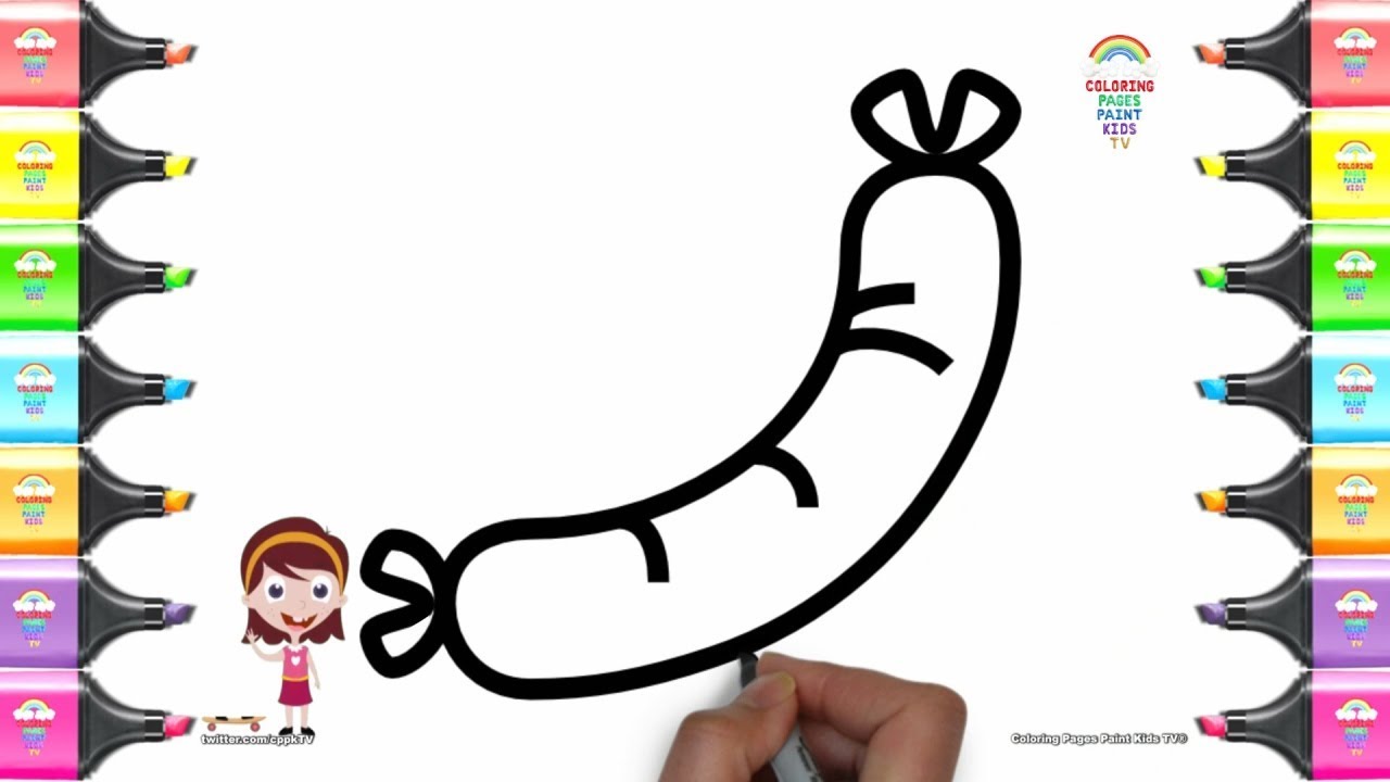 Coloring Pages For Kids Food Sausage Drawing Books YouTube