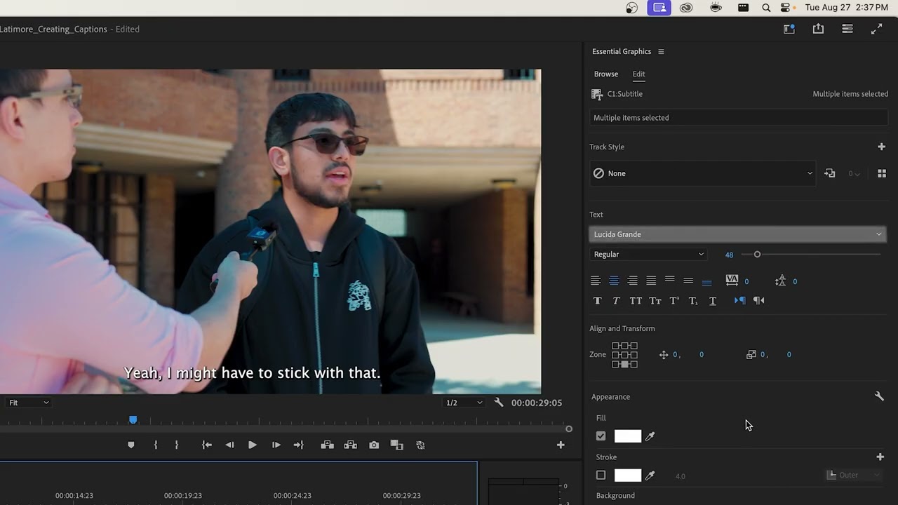 Creating Captions in Adobe Premiere Pro | Credit to Polk State College Digital Media Department