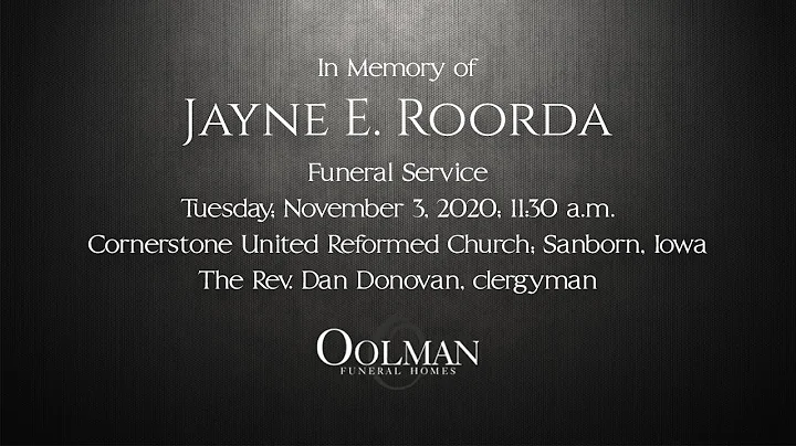 Jayne E  Roorda Memorial Service
