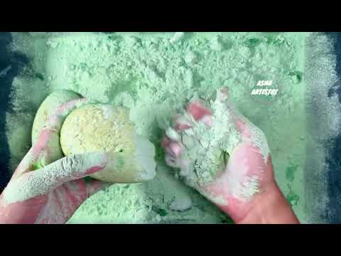 Satisfying ASMR: Crushing Soft Green Gym Chalk Ovals — Relaxing Powder & Tingles
