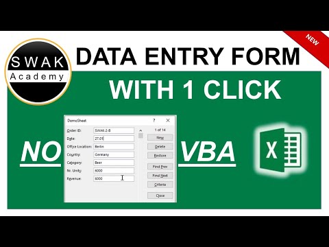 DATA ENTRY FORM in Excel - NO VBA - with 1 CLICK