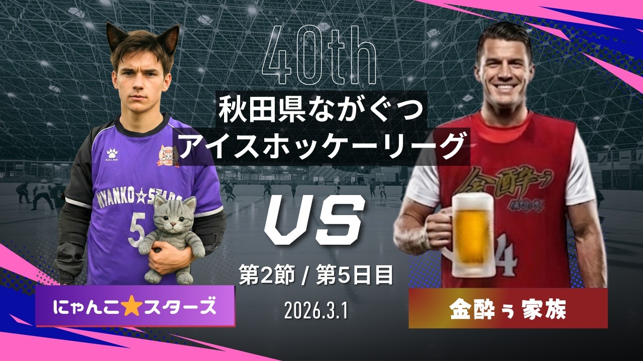 2025-26リーグ戦】にゃんこ☆スターズ vs 金酔ぅの夜は家族で乾杯（第