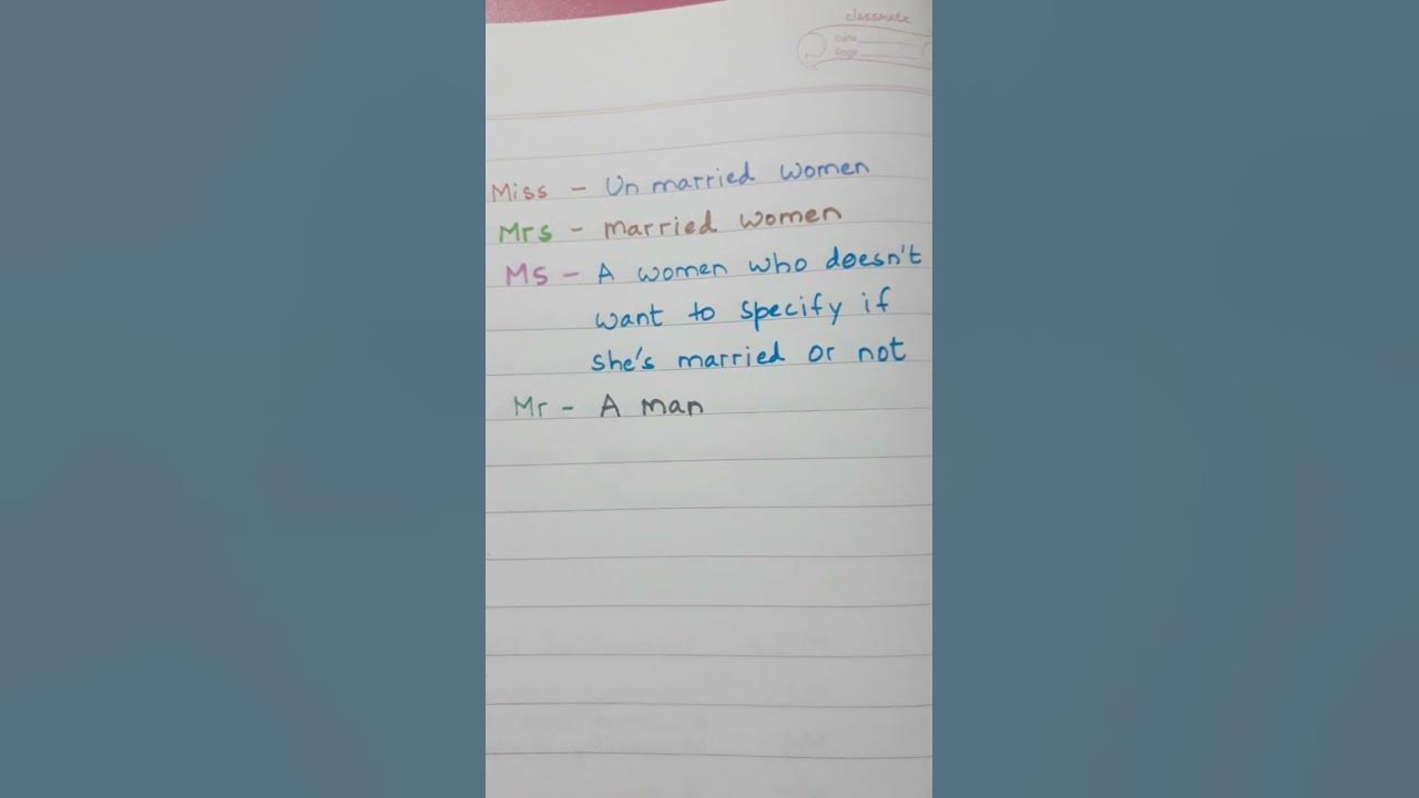 What's The Difference Between MISS , MRS , MS And MR In English ?? shorts ytshorts YouTube