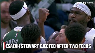 Isaiah Stewart gets dunked on then is EJECTED after picking up TWO TECHNICAL FOULS | NBA on ESPN