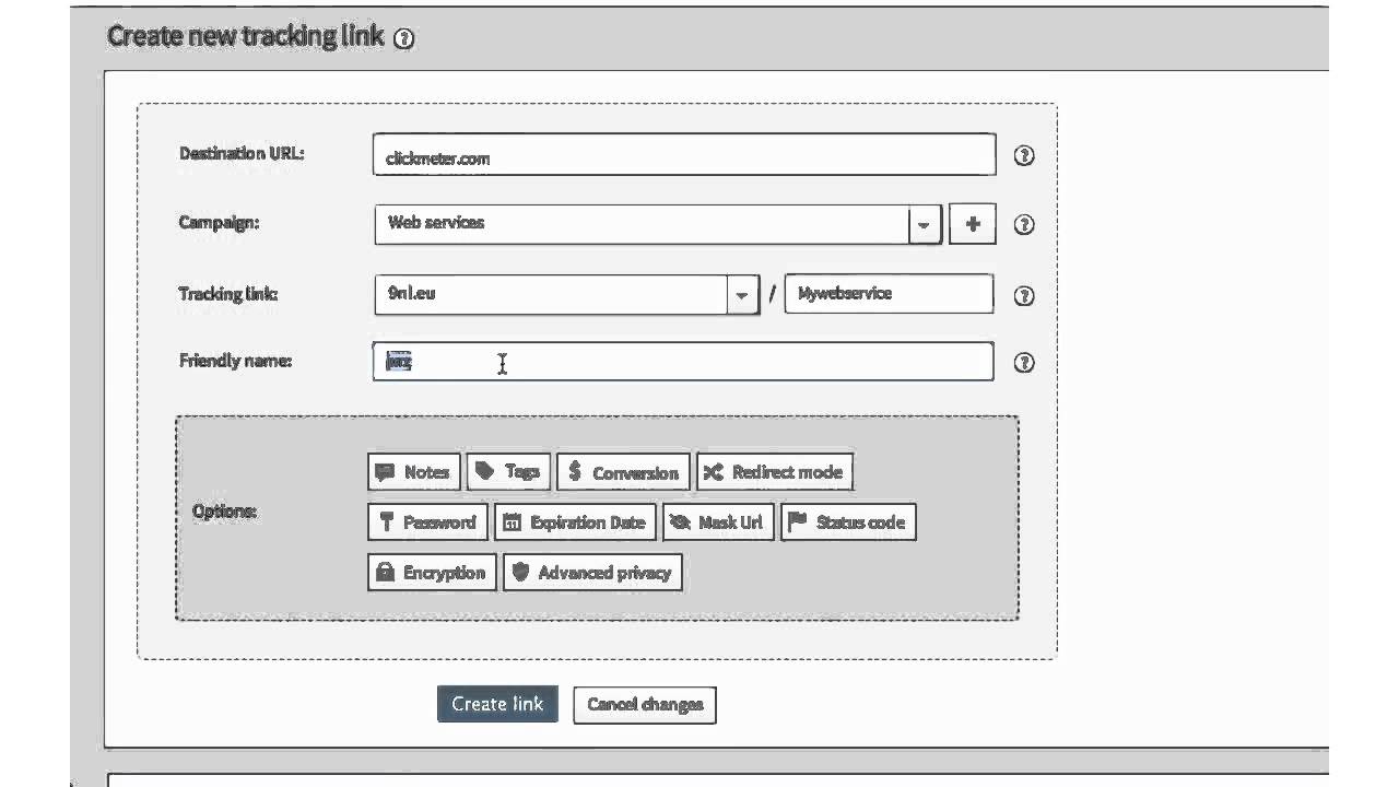 How to create a new tracking link in ClickMeter