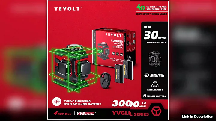 YEVOLT YVGLL4XS16DP 4Plane Green Laser Level 4D 16 Lines with All Day Work SelfLeveling Measuring