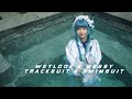 Wetlook & Slimed Messy Cute Cosplay Girl in Combination Of Reflems Tracksuit & Competitive Swimsuit