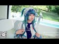 Wetlook & Slimed Messy Cute Cosplay Girl in Combination Of Reflems Tracksuit & Competitive Swimsuit