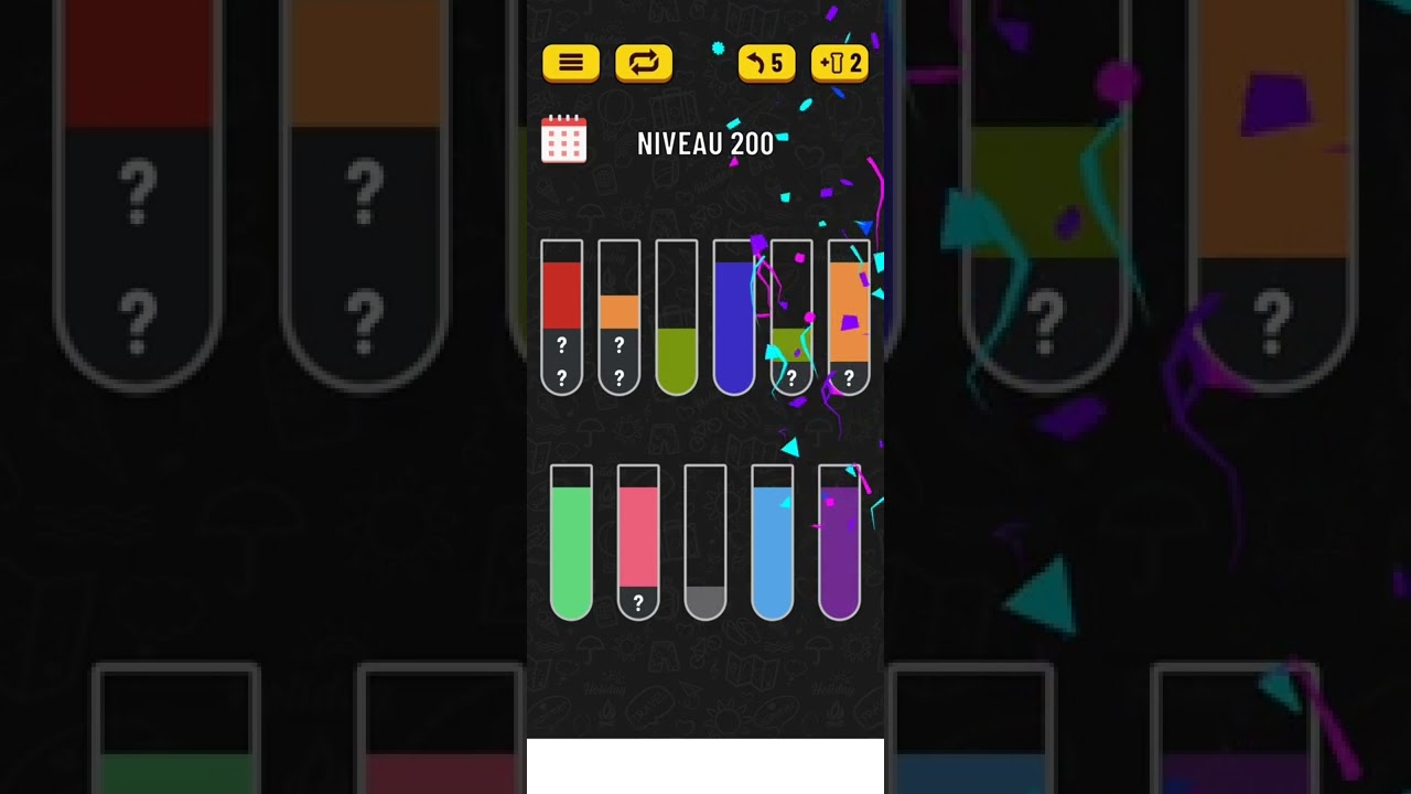 Water sort color puzzle game level 200 solution