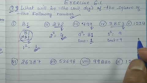 Exercise 6.1 - Q 1 - Class 8 | What will be the unit digit of the square of the following number