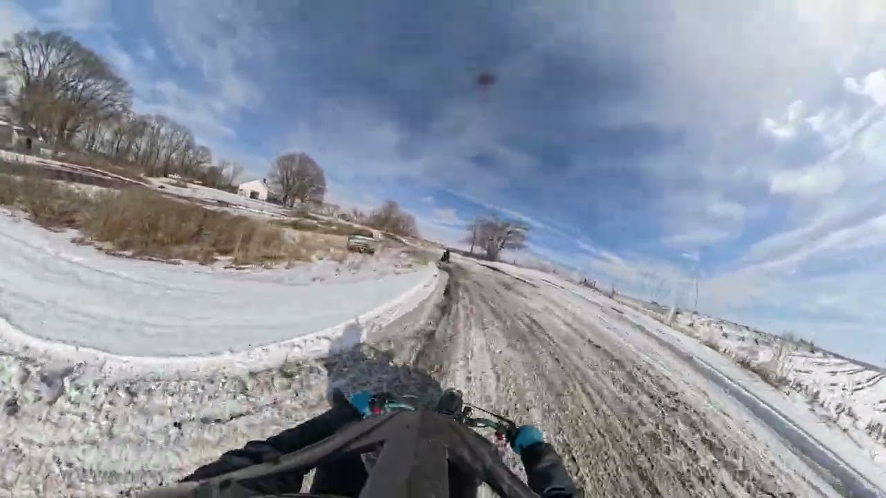 “Testing traction in the mud and snow￼ on Minibike’s” #fun #fast #friends #minibike 