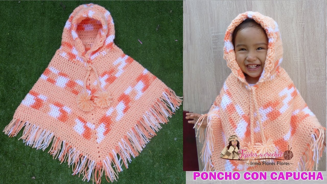 necesidad cinturón diferencia COMO TEJER PONCHO CON CAPUCHA PARA NIÑOS EN CROCHET PASO A PASO - YouTube