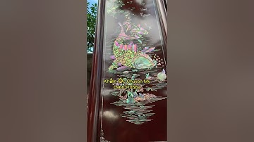 Tranh cá chép Lý Ngư Vọng Nguyệt siêu đẹp khảm ốc đỏ Singapore phân màu bào ngư. Kt:37x117cm