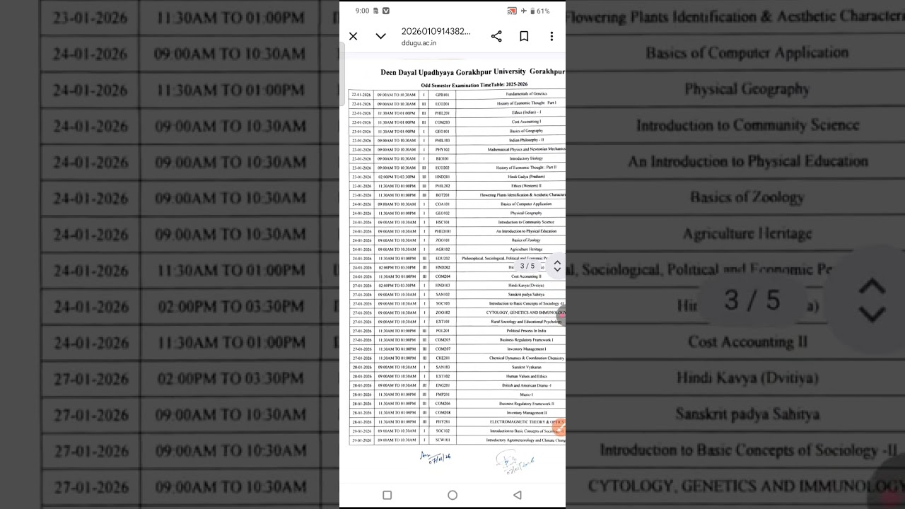 ddu university Back Paper Time Table 2026 / ddu back paper time table 2026, ddu time table update
