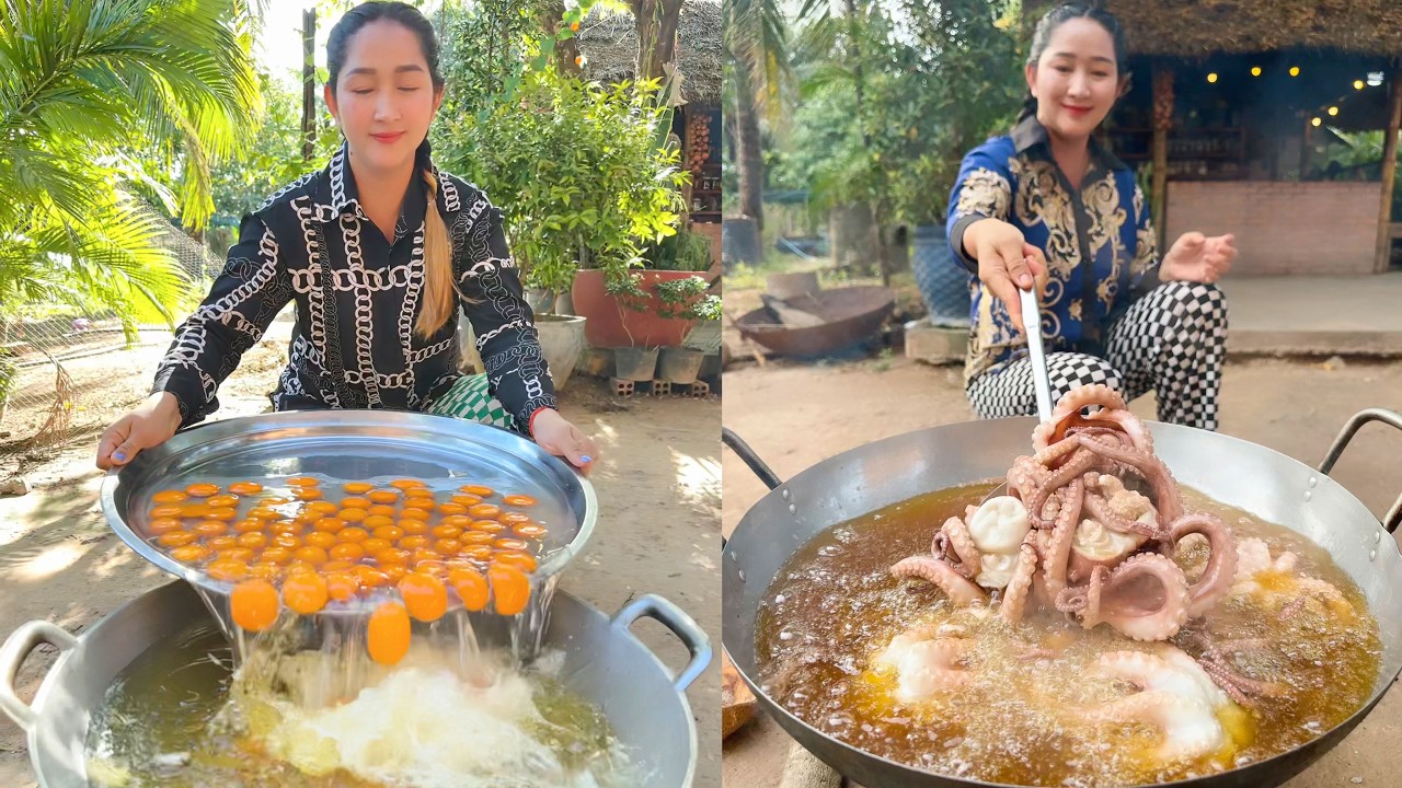 Fry Egg Stir Fry Kidney, Fry Pig Bone Soup, Octopus Burn Straw, Fry Strawberry | Cooking Skill