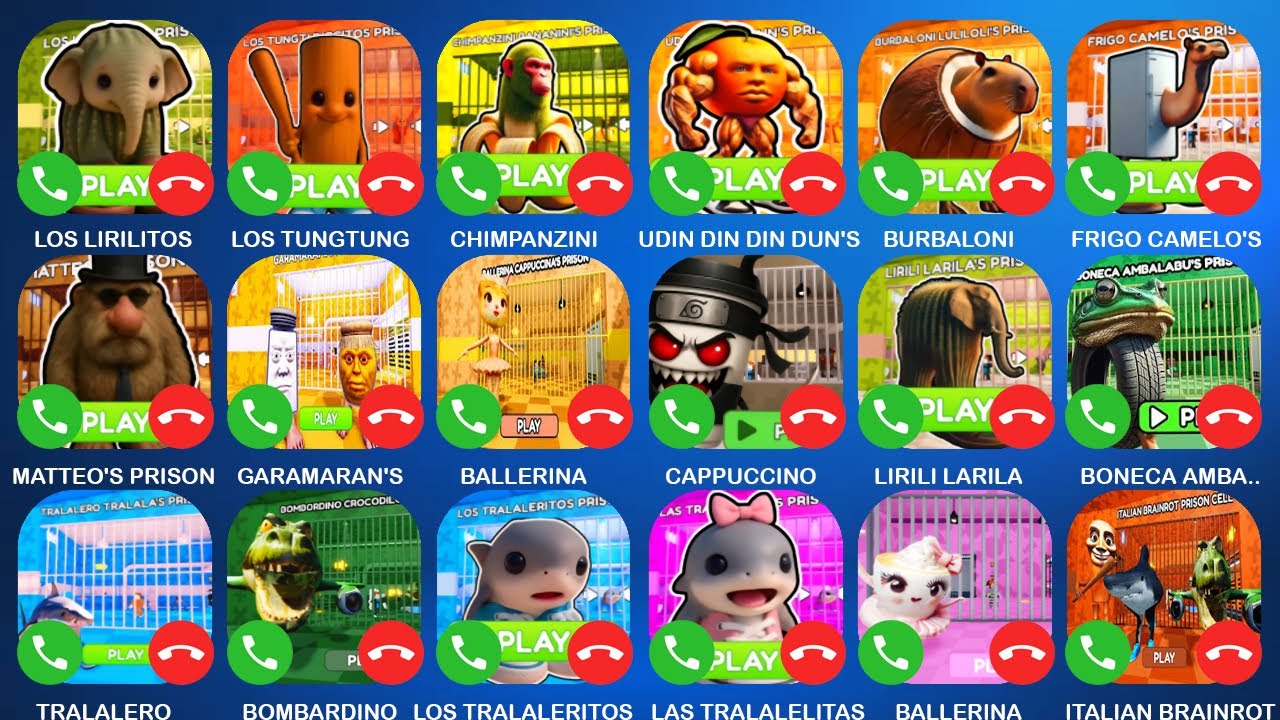 LOS LIRILITOS PRISON .LOS TUNGTUNGCITOS.CHIMPANZINI BANANINI'S.UDIN DIN DIN DUN'S .BURBALONI .