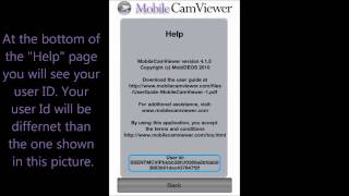 Mobile Cam Viewer Getting Your User ID on iPhone screenshot 3