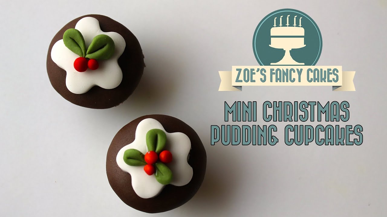 Mini Christmas pudding fondant cupcakes How To Cake Decorating