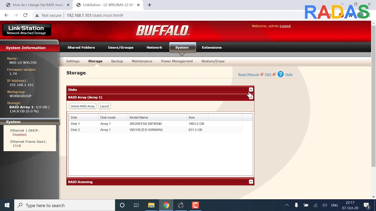 11. How to Change the RAID Mode to Normal Mode on NAS Buffalo LS-WXL