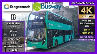 [Stagecoach East] The Busway - B ~ Cambridge, Drummer Street ➝  Hinchingbrooke Hospital【4K UW】