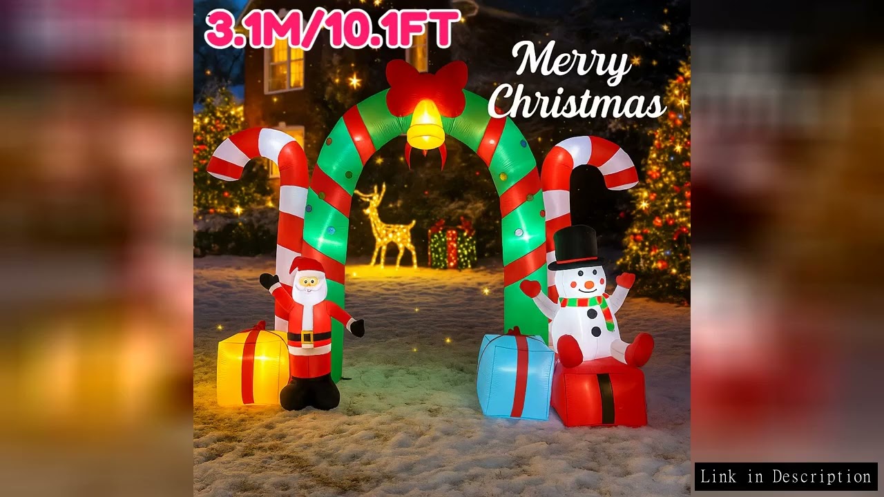 3.1M/10.1FT Santa Claus Snowman Candy Cane Archway Inflatable Model Christmas Decor Lights Outdoor H