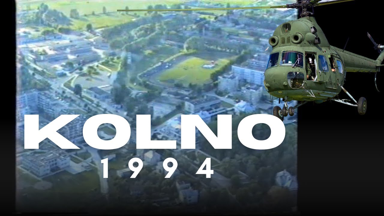 Kolno 1994 - Lot śmigłowcem nad miastem