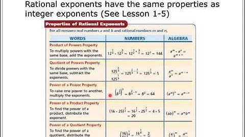 8-6 part 2 radical expressions and rational exponents