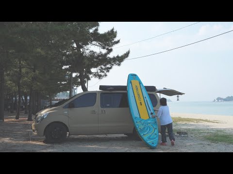 이동식 에어컨으로 한 여름 바다캠핑 / 바다 앞 캠핑장에서 2박3일 차박캠핑🏖️