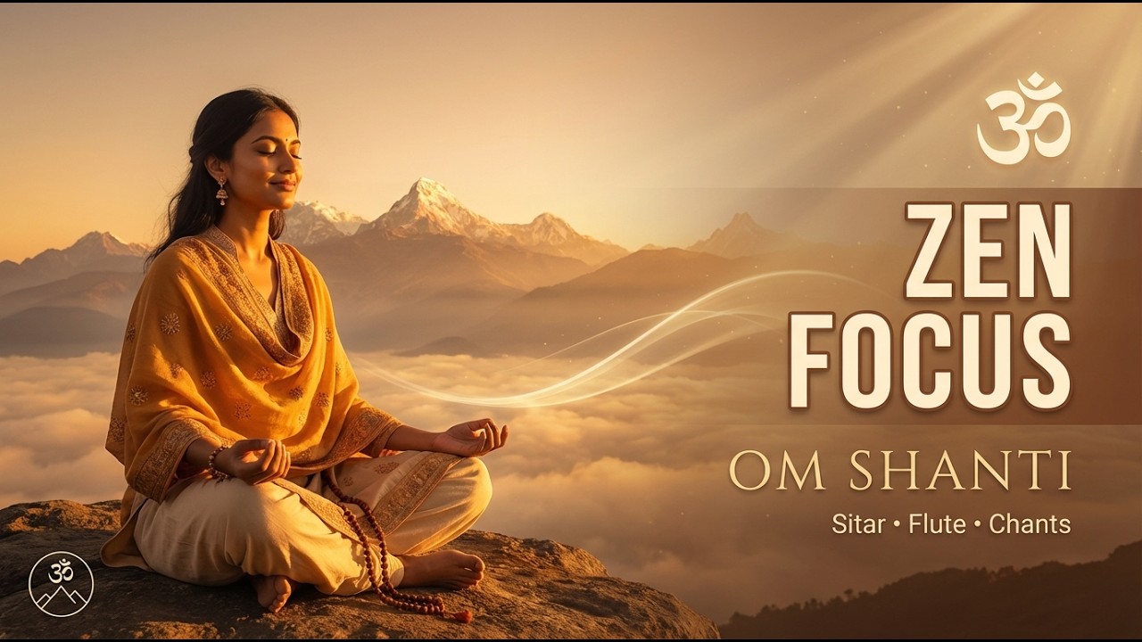 Om Shanti 🕉️ Himalayan Meditation with Sitar, Flute & Chants | Calm Focus & Inner Peace (Deep Work)
