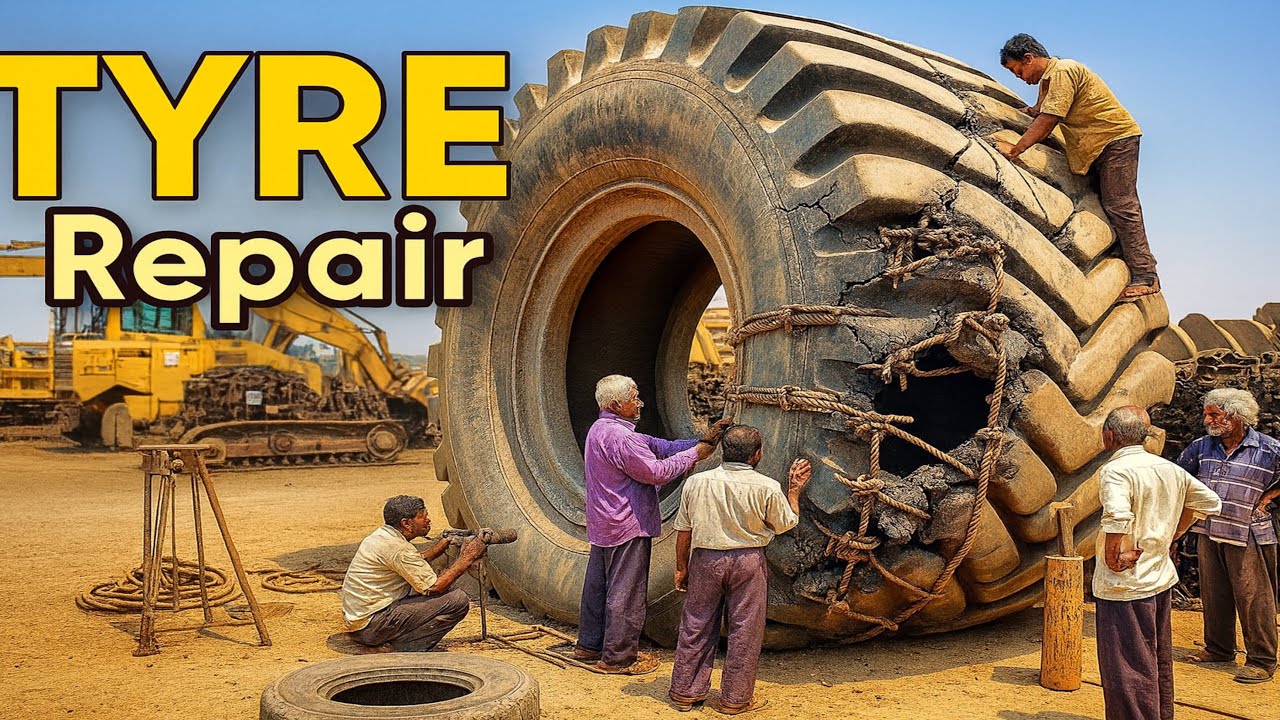 How is Such A Large Tire Repaired || You will be Amazed to see Such A Large Tyre Repair.