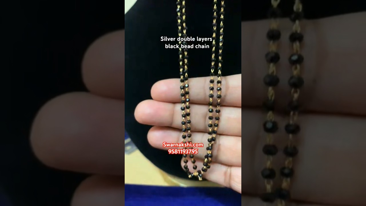 Silver Double layers black bead chain 