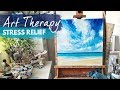 Stress relief  acrylic painting ocean tutorial