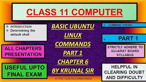 Basic Ubuntu linux commands part 1  chapter 6 computer class 11 gujarat board English medium