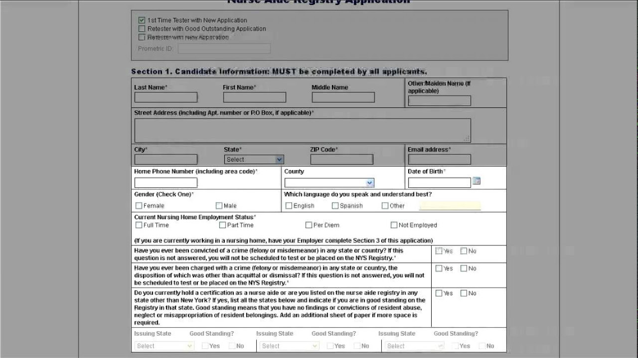 New York Nurse Aide Application Tutorial
